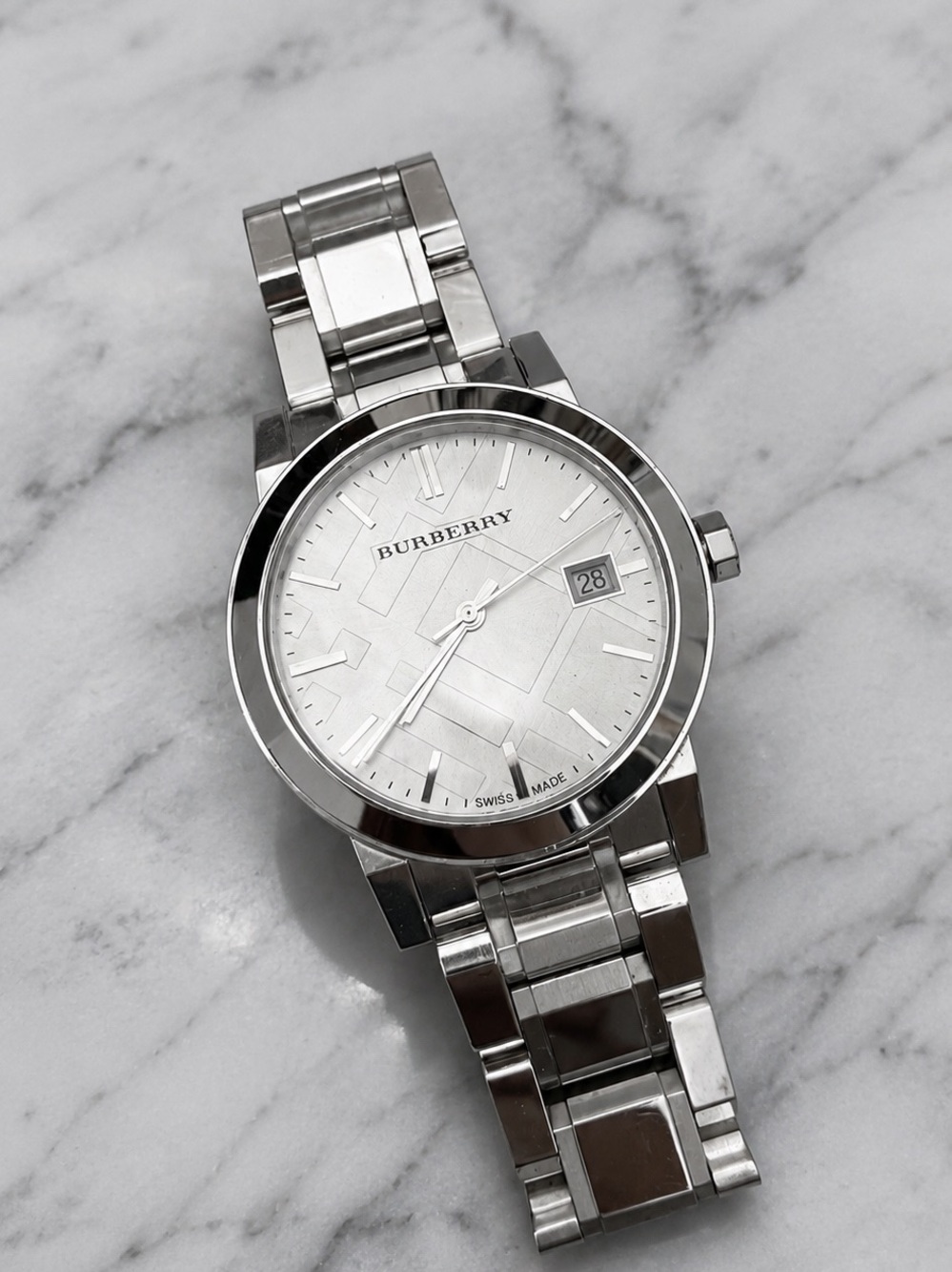 Burberry Silver-Tone Stainless Steel Bracelet Watch